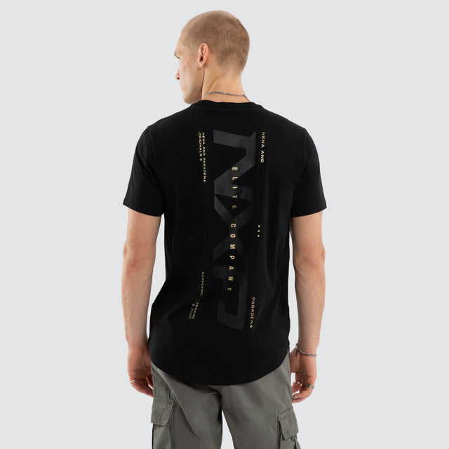 Model wears Deliberate Dual Curved Tee Jet Black T-Shirts Black – image 1