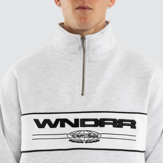 Maison 1/4 Zip Sweater White Marle