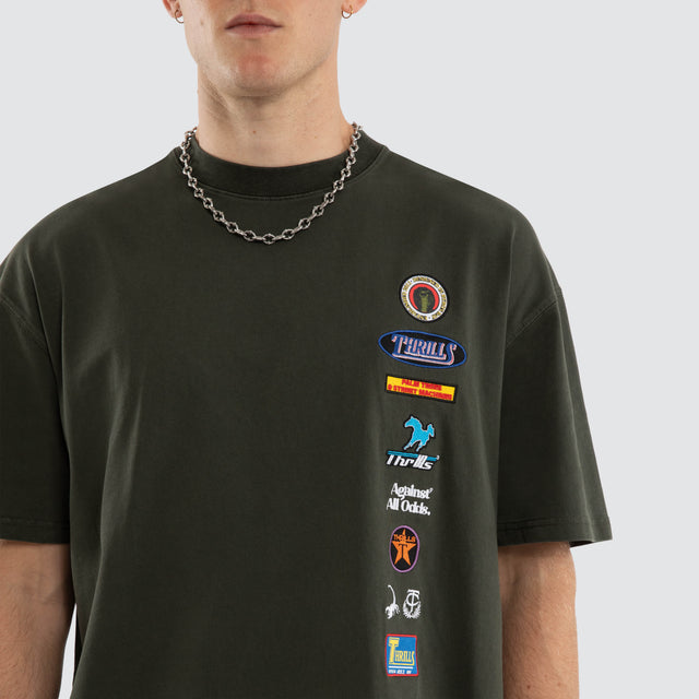 Against All Odds Box Fit Tee Oil Green