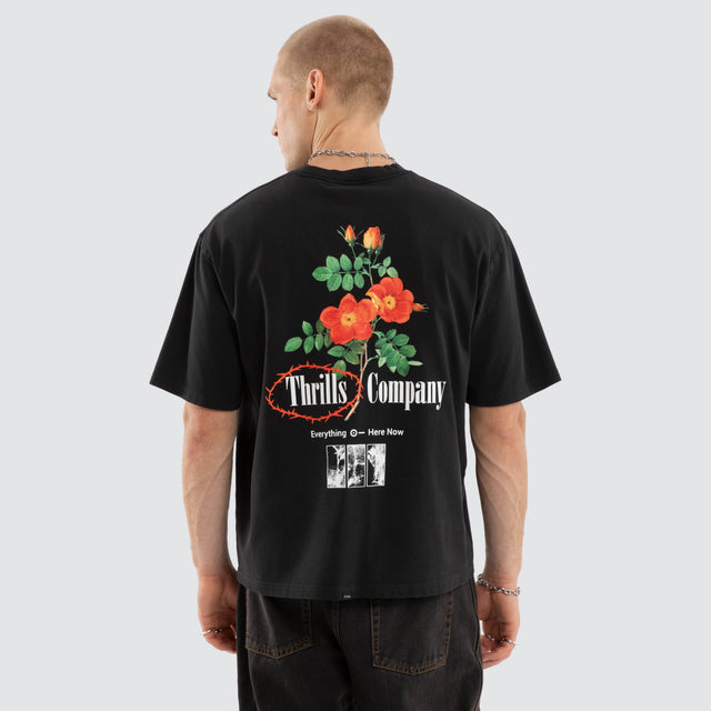 Everything Here Now Box Fit Tee Faded Black