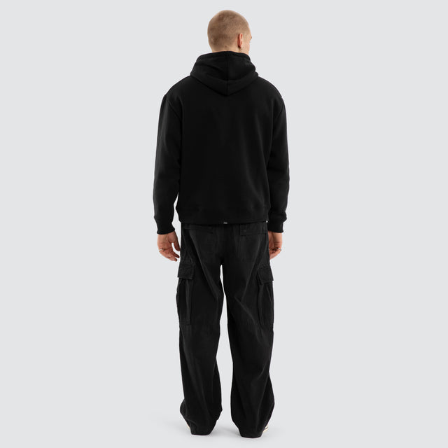 Stagger Slouch Cropped Hoodie Washed Black