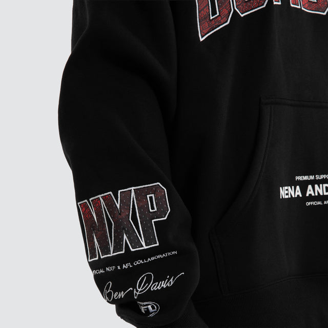 Ben Davis Essendon Bombers Box FIt Hoodie Jet Black