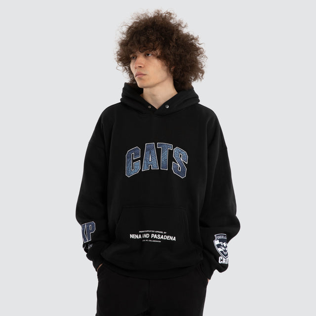 Ben Davis Geelong Cats Box FIt Hoodie Jet Black