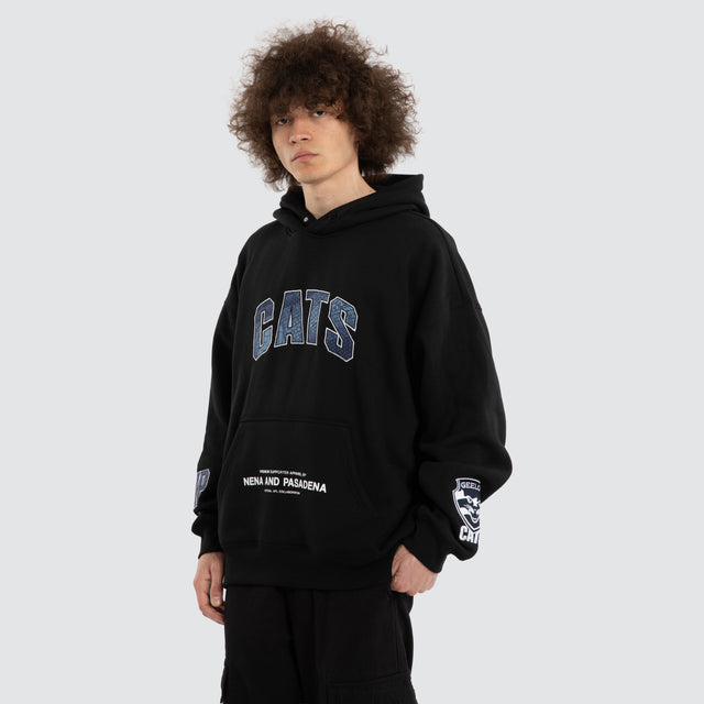 Ben Davis Geelong Cats Box FIt Hoodie Jet Black
