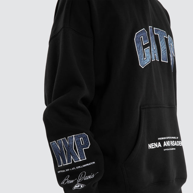 Ben Davis Geelong Cats Box FIt Hoodie Jet Black