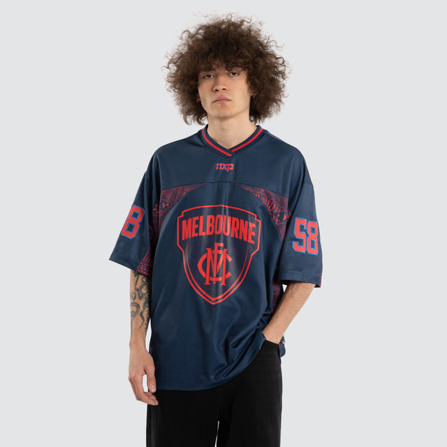 Ben Davis Melbourne Demons Mesh Jersey in Navy