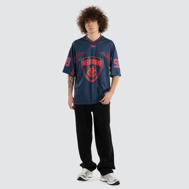 Ben Davis Melbourne Demons Mesh Jersey in Navy