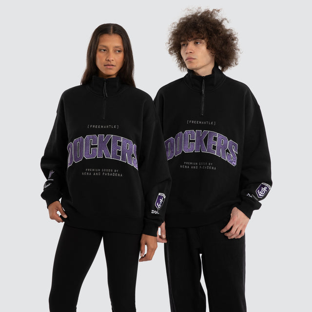 Ben Davis Fremantle Dockers 1/4 Zip Thru Jet Black