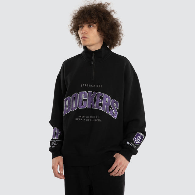 Ben Davis Fremantle Dockers 1/4 Zip Thru Jet Black