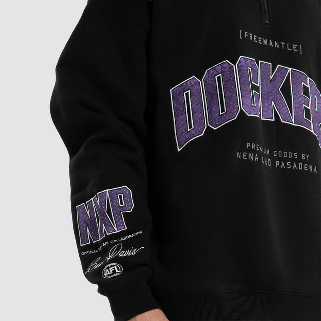 Ben Davis Fremantle Dockers 1/4 Zip Thru Jet Black