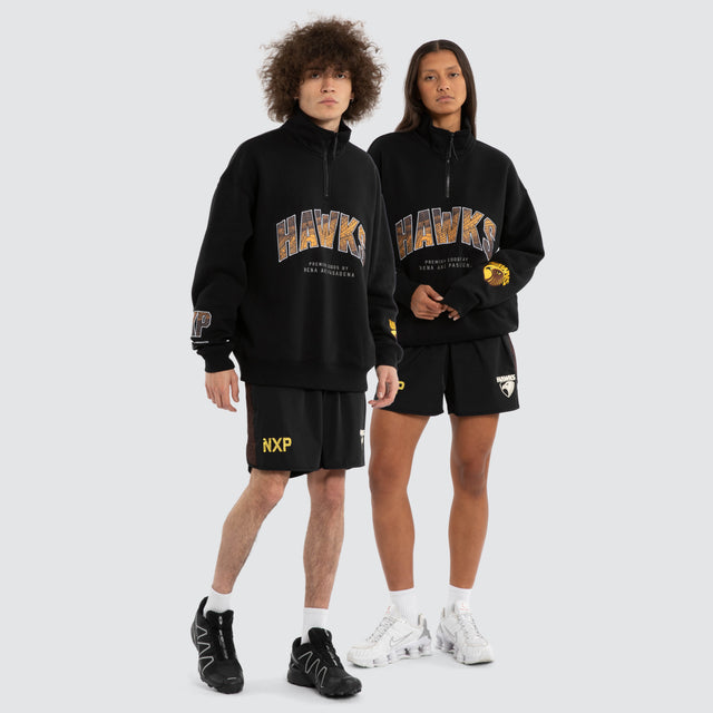 Model wears Ben Davis Hawthorn Hawks Sport Short Jet Black Shorts Black – image 2
