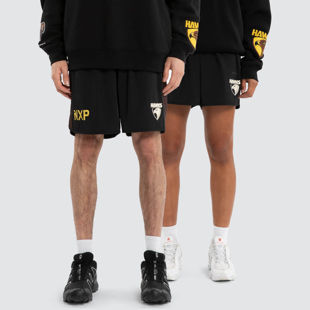 Model wears Ben Davis Hawthorn Hawks Sport Short Jet Black Shorts Black – image 1