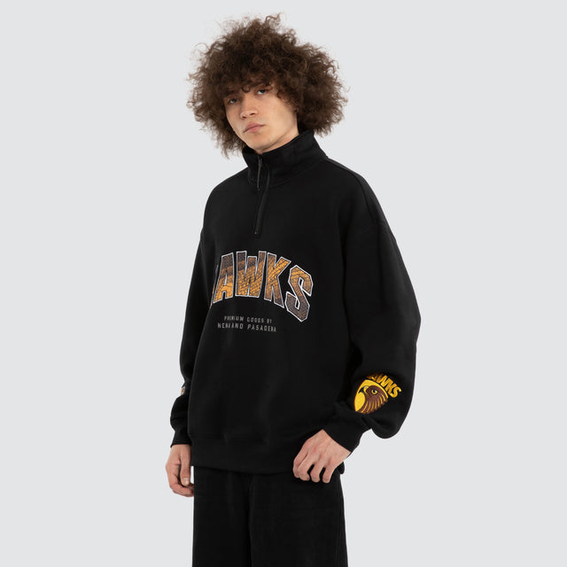 Ben Davis Hawthorn Hawks 1/4 Zip Thru Jet Black