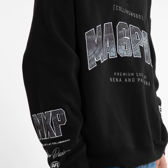 Ben Davis Collingwood Magpies 1/4 Zip Thru Jet Black
