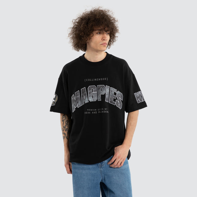 Ben Davis Collingwood Magpies Loopback Raptor Tee Jet Black