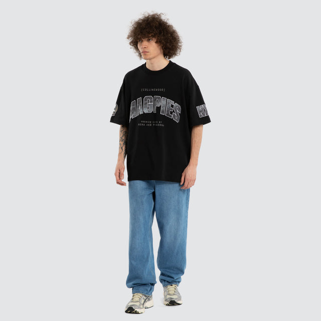 Ben Davis Collingwood Magpies Loopback Raptor Tee Jet Black