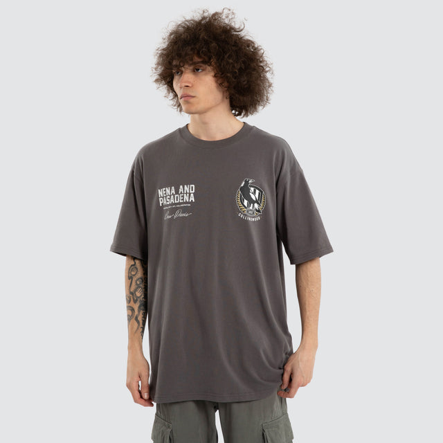 Ben Davis Collingwood Magpies Box Fit Tee Charcoal