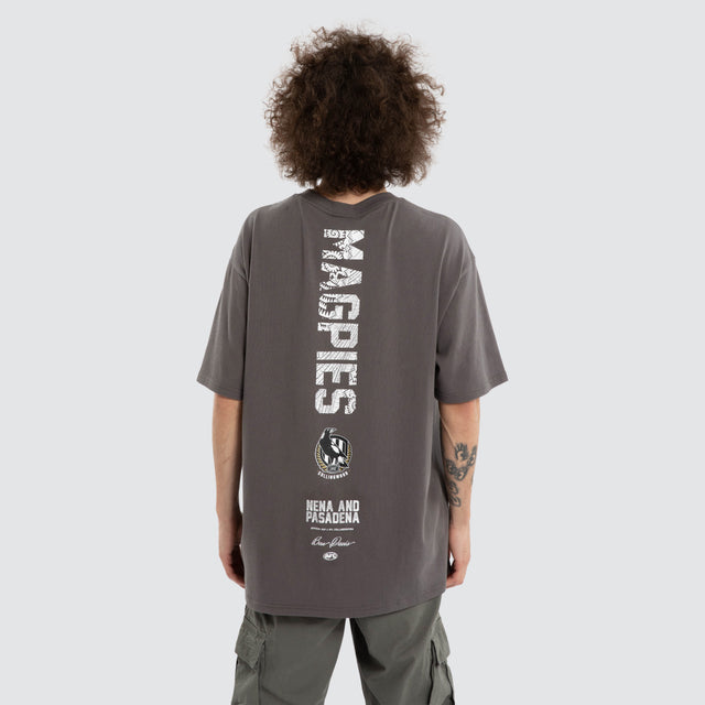 Ben Davis Collingwood Magpies Box Fit Tee Charcoal