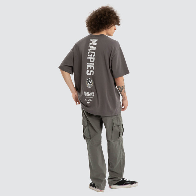 Ben Davis Collingwood Magpies Box Fit Tee Charcoal