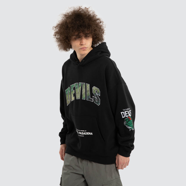 Ben Davis Tasmania Devils Box FIt Hoodie Jet Black