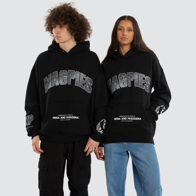 Ben Davis Collingwood Magpies Box FIt Hoodie Jet Black