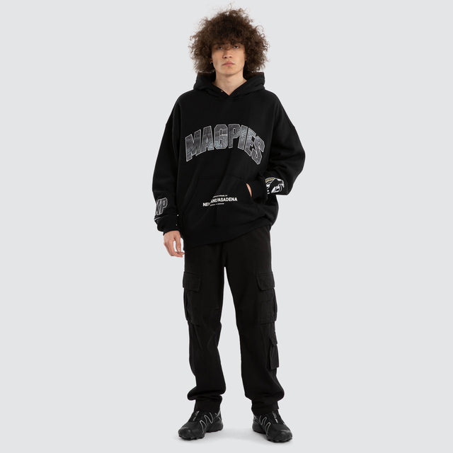 Ben Davis Collingwood Magpies Box FIt Hoodie Jet Black