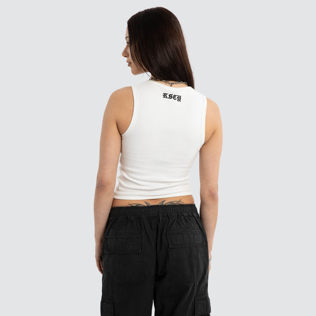 Mirror Rib Tank Natural White