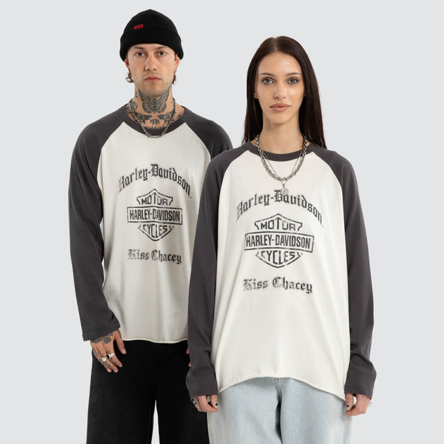 Dismount Raglan Long Sleeve Tee Asphalt/Blanc De Blanc