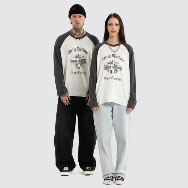 Dismount Raglan Long Sleeve Tee Asphalt/Blanc De Blanc
