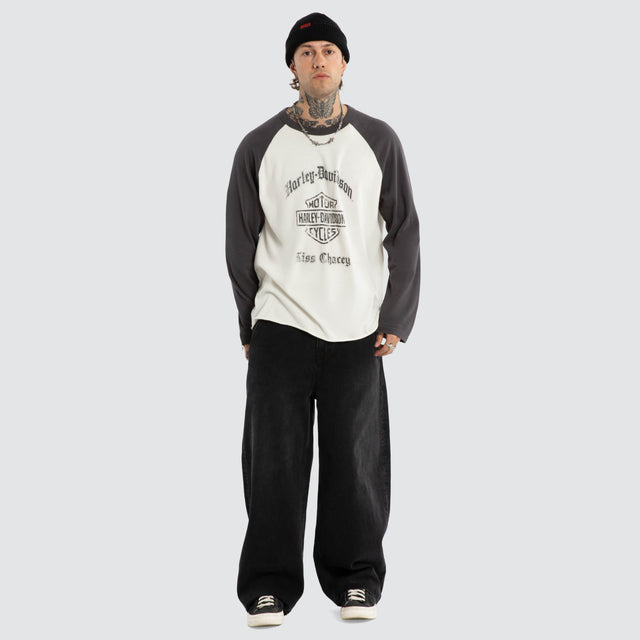 Dismount Raglan Long Sleeve Tee Asphalt/Blanc De Blanc