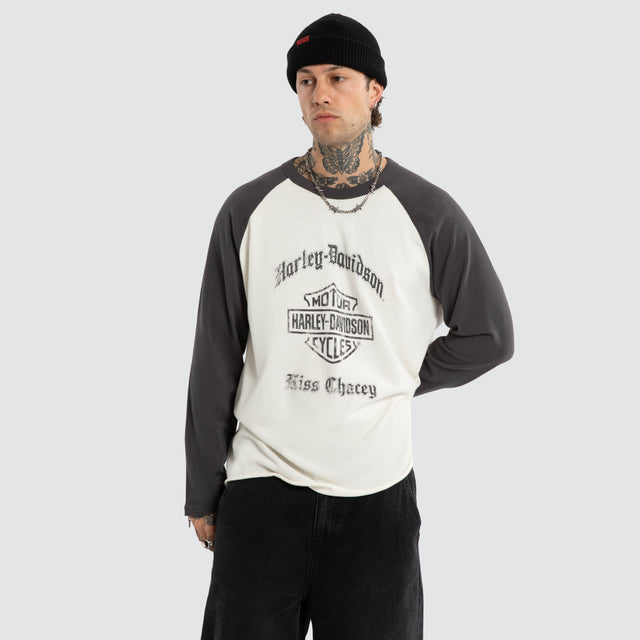 Dismount Raglan Long Sleeve Tee Asphalt/Blanc De Blanc