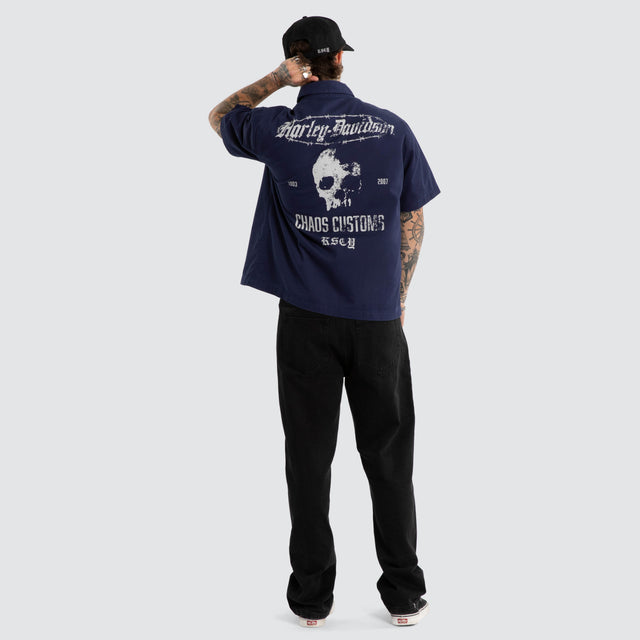Refuel Short Sleeve Mechanic Shirt Patriot Blue
