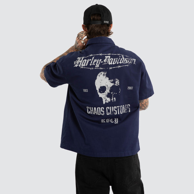 Refuel Short Sleeve Mechanic Shirt Patriot Blue