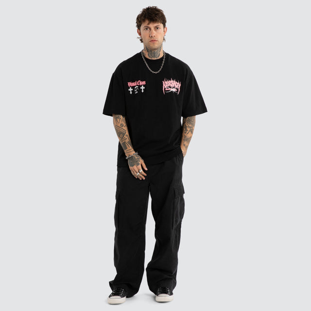 Model wears Mortality Street Tee Jet Black T-Shirts Black – image 4