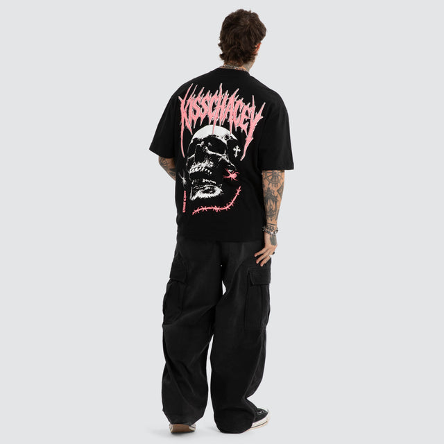 Model wears Mortality Street Tee Jet Black T-Shirts Black – image 5