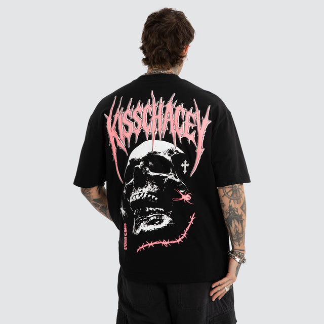 Model wears Mortality Street Tee Jet Black T-Shirts Black – image 3