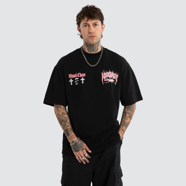 Model wears Mortality Street Tee Jet Black T-Shirts Black – image 1