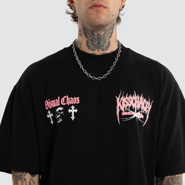 Model wears Mortality Street Tee Jet Black T-Shirts Black – image 6