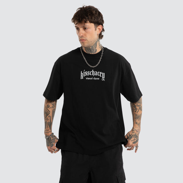 Model wears Decimation Street Tee Jet Black T-Shirts Black – image 2