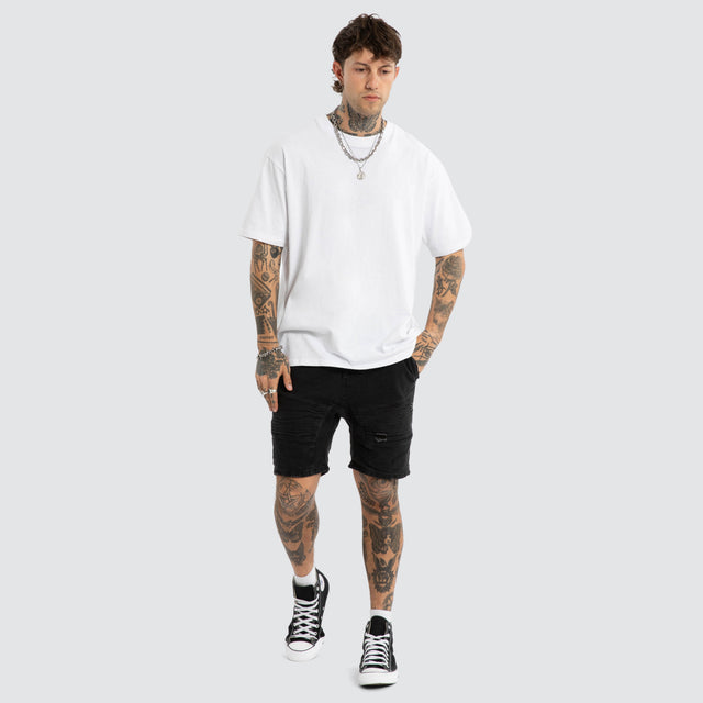 Raze Denim Shorts Washed Black