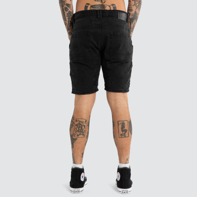 Raze Denim Shorts Washed Black