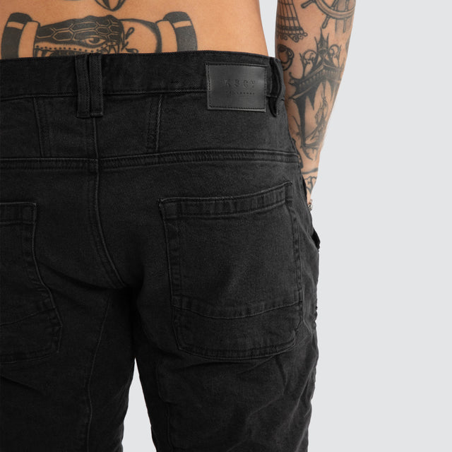 Raze Denim Shorts Washed Black