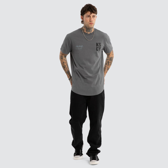 Cloak Dual Curved Tee Charcoal