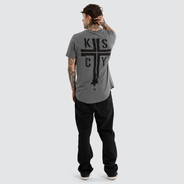 Cloak Dual Curved Tee Charcoal