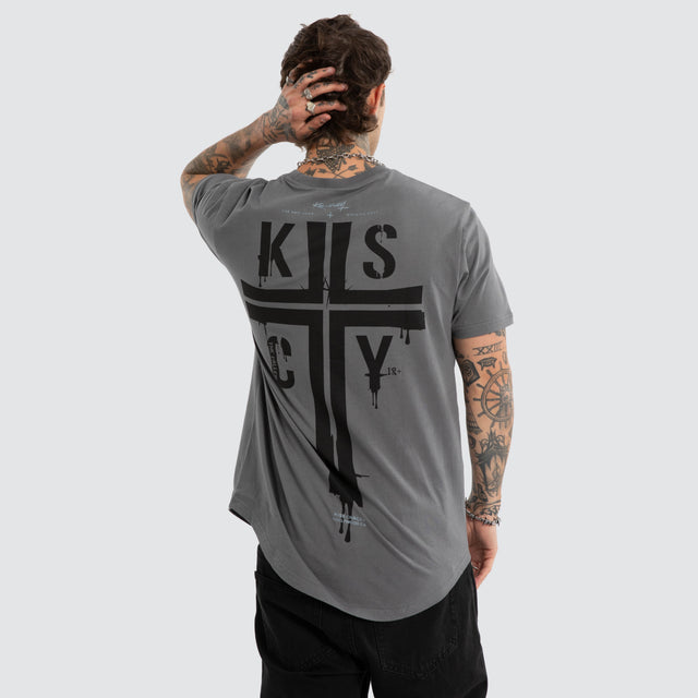 Cloak Dual Curved Tee Charcoal