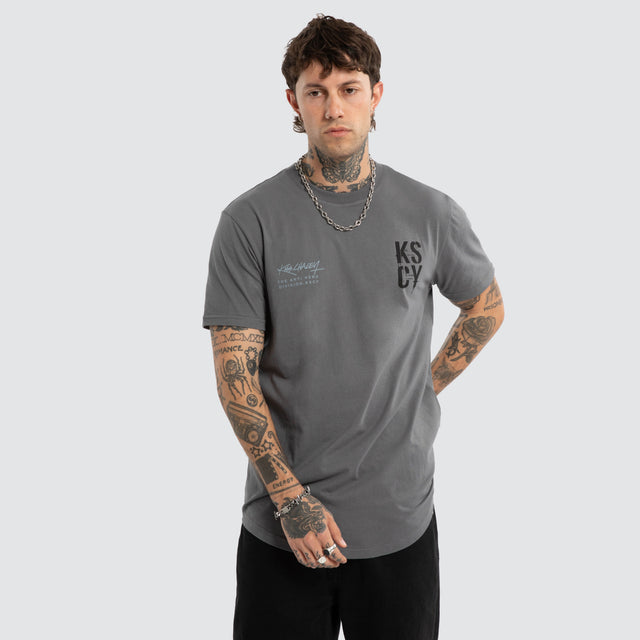 Cloak Dual Curved Tee Charcoal