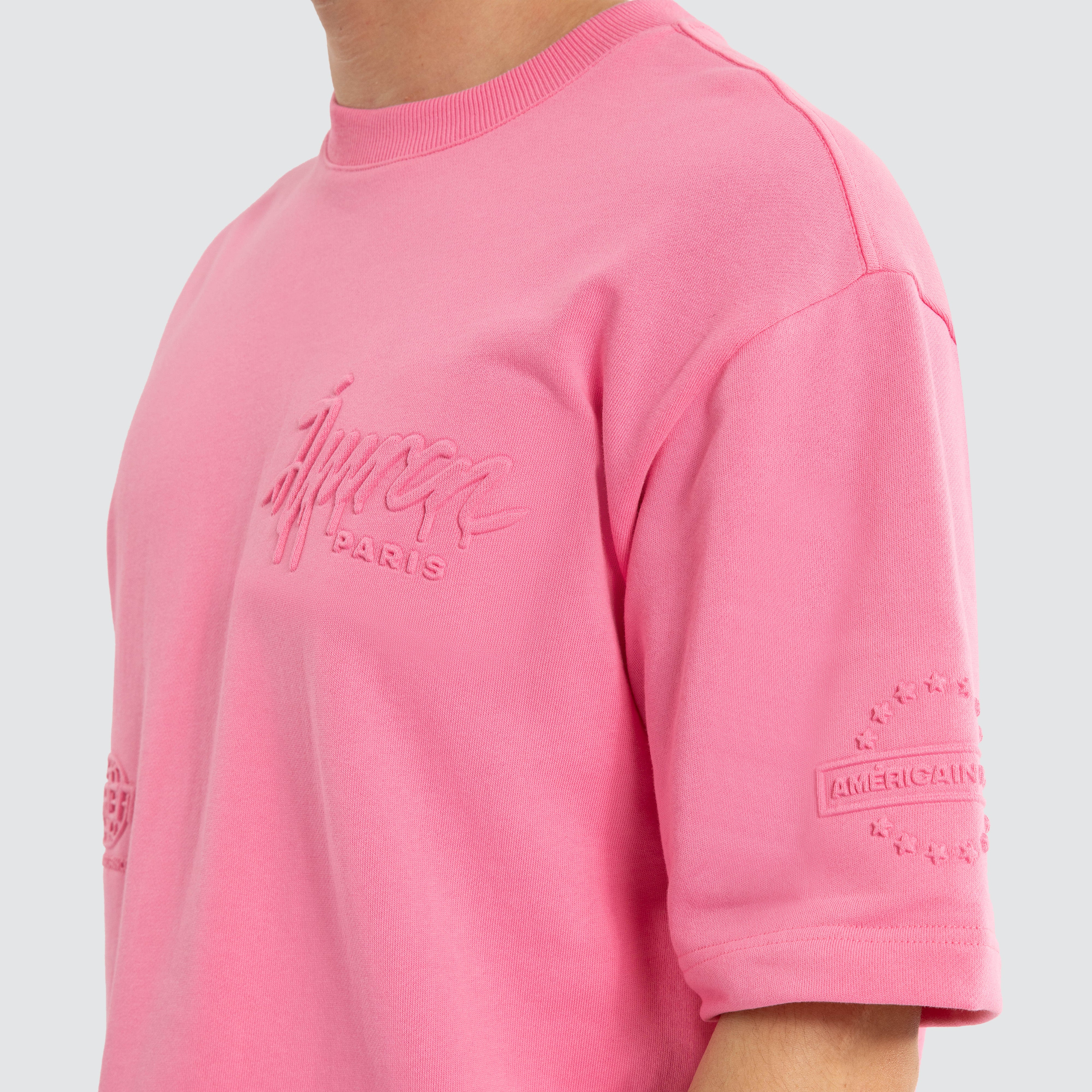 Americain Muse Oversized Loopback Tee in Pink | Neverland Store