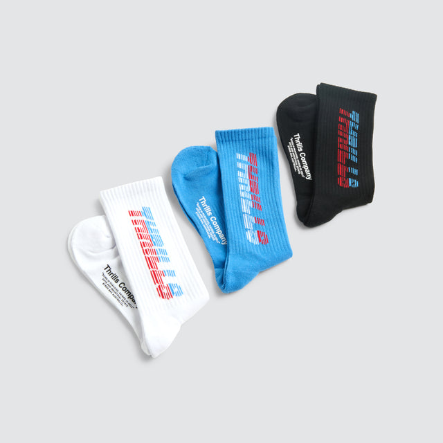Anarchy In Paradise 3 Pk Sock White/Black/Azure Blue