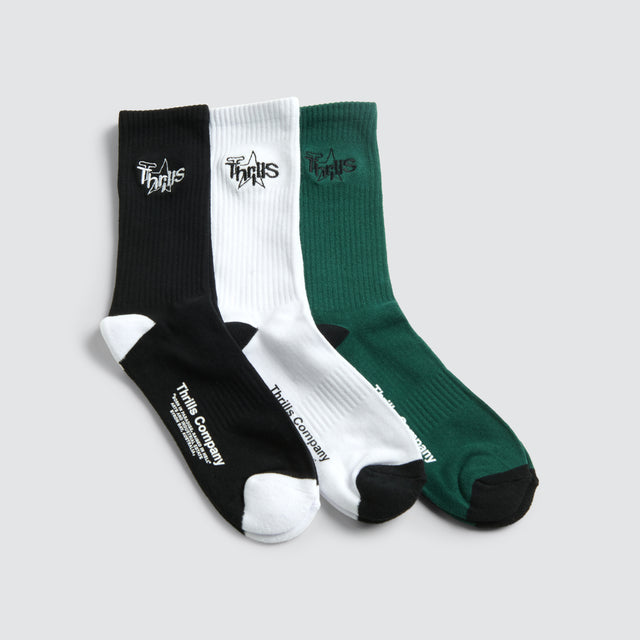 Superblast 3 Pk Socks White/Sea Pine/Black