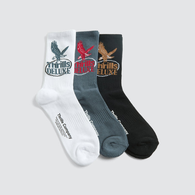 1st Grade Service 3 Pk Sock White/Petrol/Black